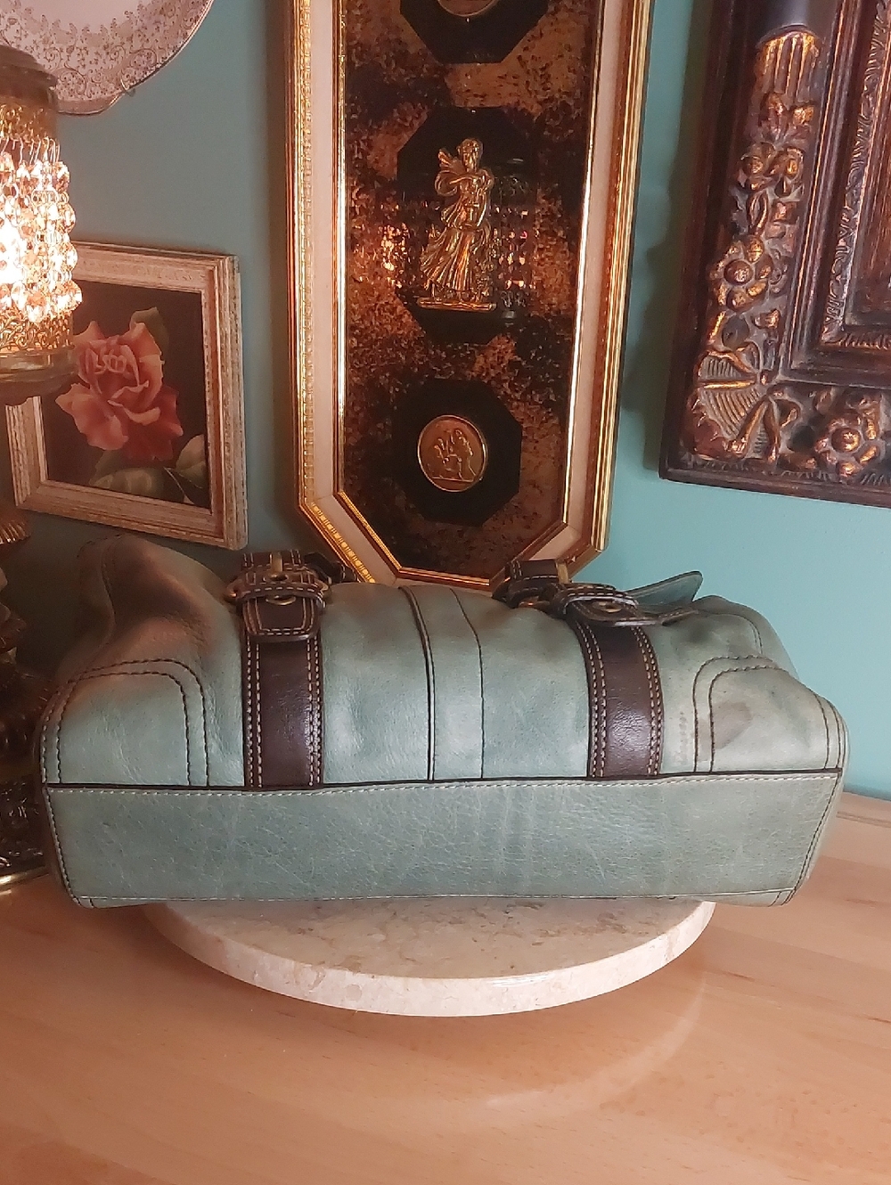 Coach Chelsea 1941 rare Mineral Pond Color With Dark Brown Trim 10963 - Picture 5 of 15